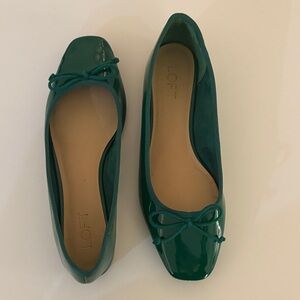 Green patent ballet flats